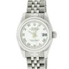 Rolex Ladies Stainless Steel White Roman Quickset Datejust Wristwatch