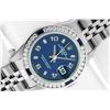 Rolex Ladies Stainless Steel Blue Arabic Diamond & Sapphire Wristwatch With Rolex Box