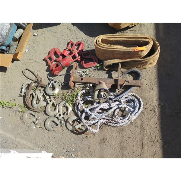 Multiple Hooks, Shackles, Couplings, Rope, Straps, etc