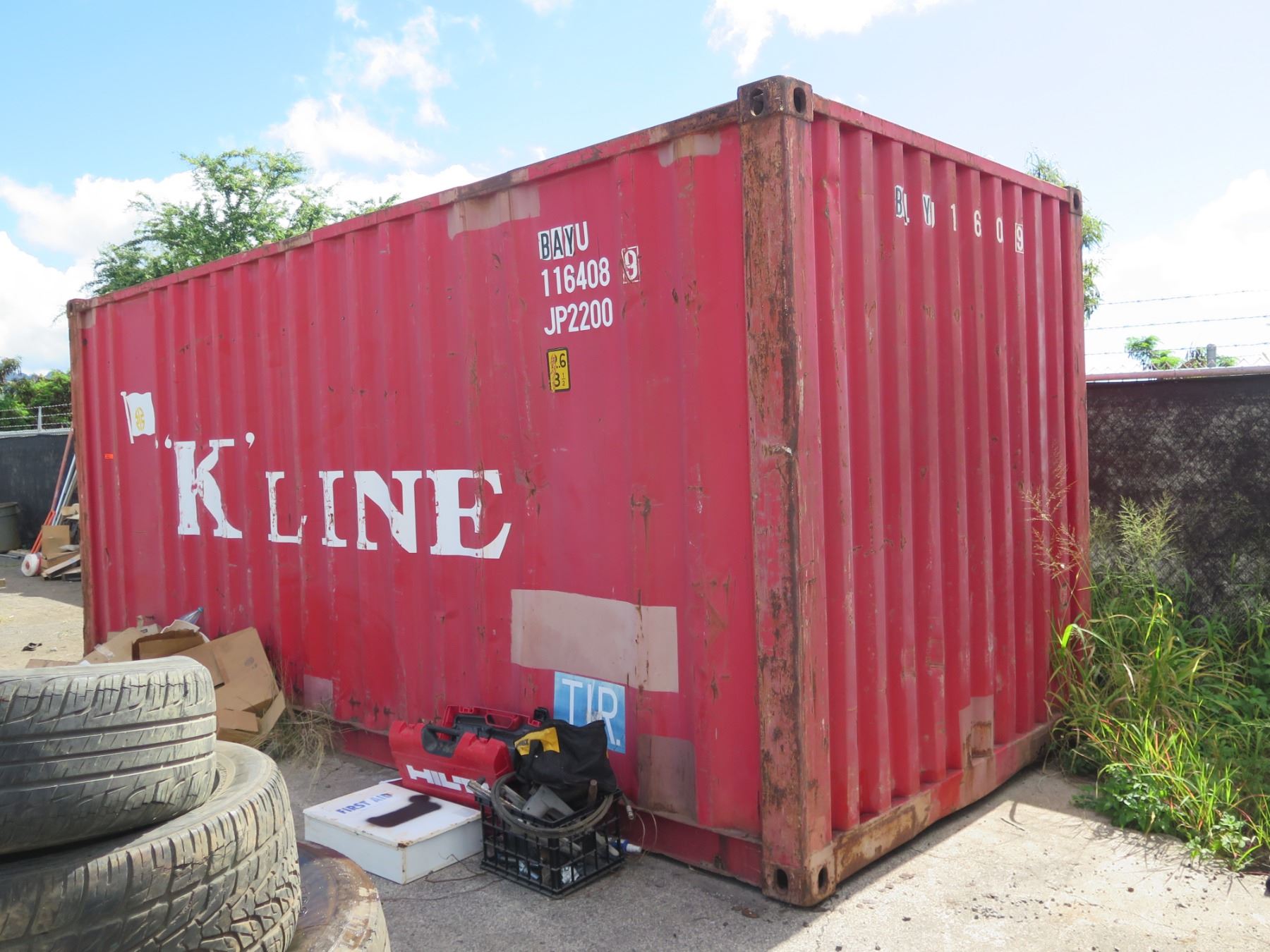 K Line Red 20' Shipping Container w/ 2 Doors (Contents not included ...