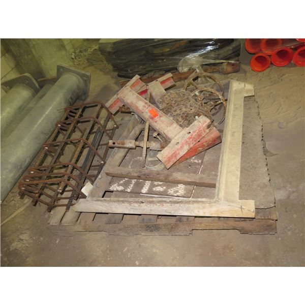Multiple Metal Brackets, Chains, Rebar Cage, etc