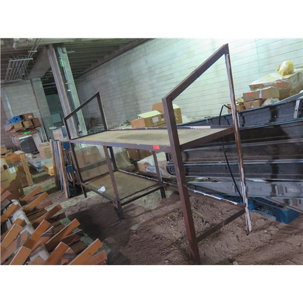 Metal 2 Tier Warehouse Shelf 114"x28"x68", Qty 7 Risers 84"x51"x8.5" etc