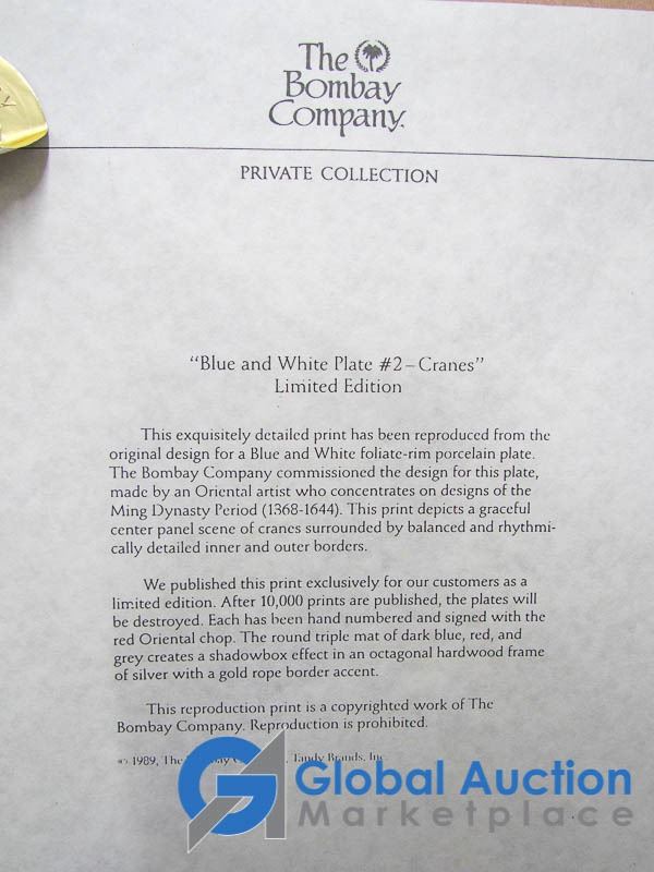 (2) Framed Vintage Bombay Company Wall Art