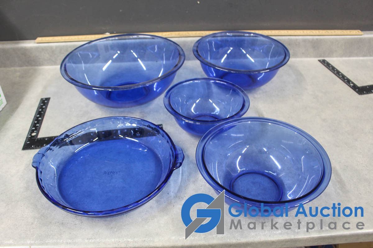 Cobalt Blue Full Color Pyrex Set of (4) Mixing Bowls