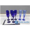 Image 1 : (7) Blue Glass Champagne Flutes