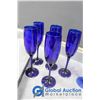 Image 3 : (7) Blue Glass Champagne Flutes