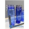 Image 2 : (6) Blue Glass Cannisters