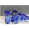 Image 3 : (6) Blue Glass Cannisters