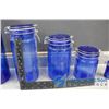 Image 6 : (6) Blue Glass Cannisters