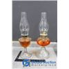Image 2 : (2) Glass Oil Lamp with Shades - Full