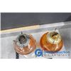 Image 7 : (2) Glass Oil Lamp with Shades - Full