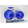 Image 8 : Blue Glass - (4) Canisters, Vases