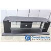 **Black Pressboard TV Stand w/Glass Shelf