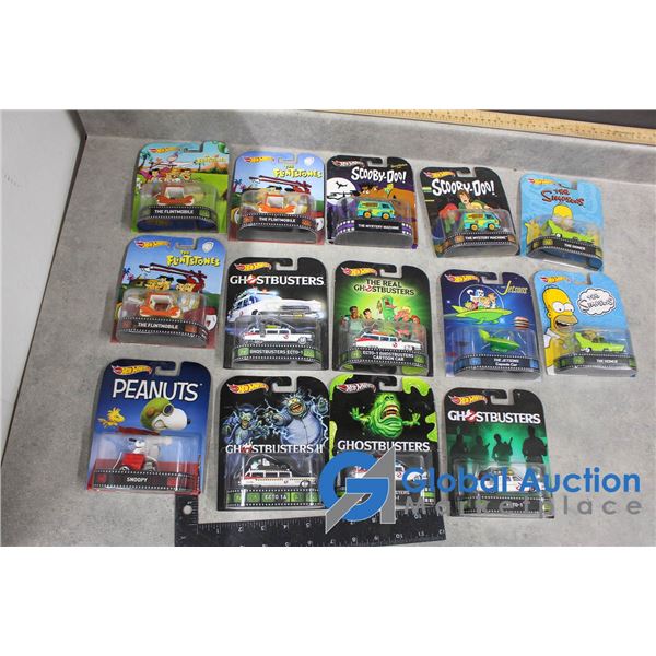 (14) Cartoon/Movie Hot Wheels - Ghostbusters, Flintstones, Jetsons, etc