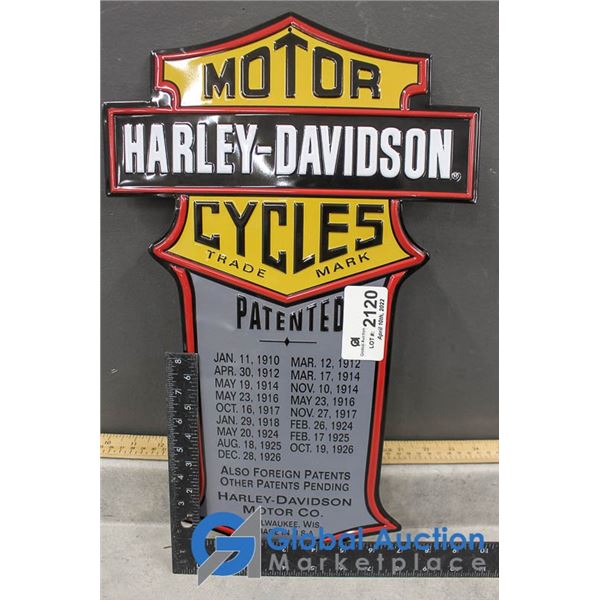 Harley-Davidson Embossed Tin Repro Sign - Patented