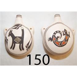 TWO ACOMA POTTERY CANTEENS