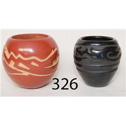 TWO SANTA CLARA POTTERY JARS