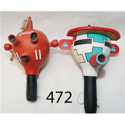 TWO HOPI DANCE RATTLE