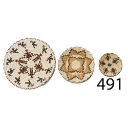 THREE PAPAGO BASKETRY TRAYS