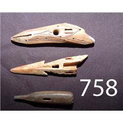 THREE ESKIMO HARPOON HEADS