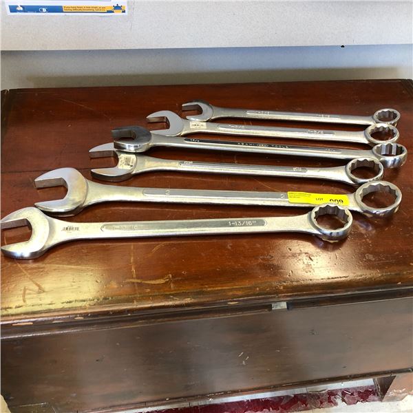 Group of 6 Large Wrenches - Sizes 1 3/4in, 1 3/8in, 1 5/8in, 1 13/16in, 2in