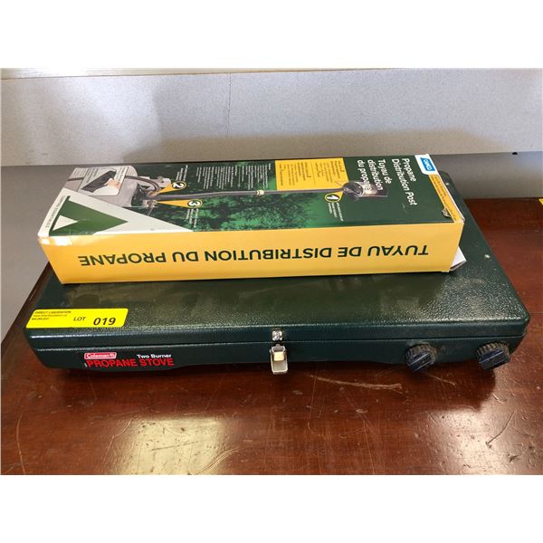 Coleman Two Burner Propane Stove & Propane Distribution Post
