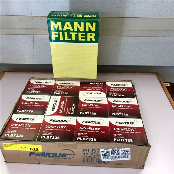 Box of 12 Pentius Ultraflow Oil Filters PLB7328 & Mann Filter2 cabin filter CU2941-2