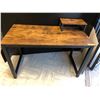 Image 1 : Rustic Metal Work Space - brown top with black metal legs with riser