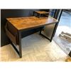 Image 2 : Rustic Metal Work Space - brown top with black metal legs with riser