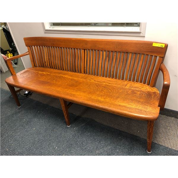 Large Oak Bench with Back - Nice Piece - 70in x 19 1/2in x 33in tall