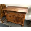 Image 1 : Antique Oak Dresser with Cupboard with Brass hardware - approx. 32 1/2in x 18in x 29in tall