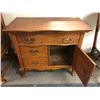 Image 3 : Antique Oak Dresser with Cupboard with Brass hardware - approx. 32 1/2in x 18in x 29in tall