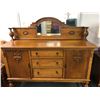Image 1 : Antique Oak Buffet - three drawers and locking cupboard doors (with keys) includes Unattached Back w