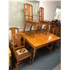 Image 4 : Dining Room Table complete with six needpoint chairs - comes with table extensions   Base Table is c
