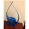 Image 2 : Collection of 3 Vintage Blue Glass Sculptures - One is signed by Chalet