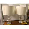 Image 1 : Set of Two Glass Ball Lamps complete with Lampshades - approx. 25in tall