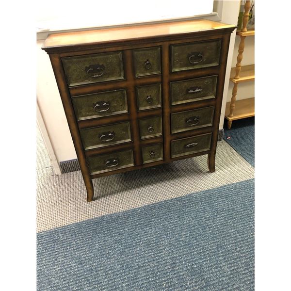 Small Cabinet - 4 Drawers on the Right and Faux Cupboard on the Left - approx. 34in x 14in x 35in -