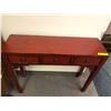Image 2 : Asian Style Red Hallway Table with three drawers - approx. 41in x 12in x 34in