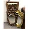 Image 1 : Lot of two Vintage Mirrors & Framed Needlepoint - tallest 38in x 15in