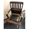 Image 3 : Wood Bankers Chair with Black Upholstery - approx. 22 1/2in x 19in x 36in