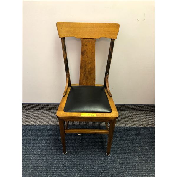 Wood Chair with black upholstered seat - approx. 16 1/2in  x 16 1/2in x 38in