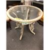 Image 1 : Beige Glass and Metal Outdoor table - approx. 31in wide x 29 1/2in tall