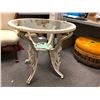 Image 2 : Beige Glass and Metal Outdoor table - approx. 31in wide x 29 1/2in tall