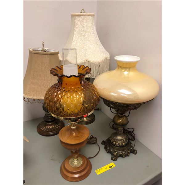 Collection of 4 Vintage Lamps with shades - tallest approx. 29in