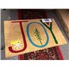 Image 1 : Two Carpets - one doormat (natural coir fibres)  "JOY", the other is a red toned hallway runner 20in