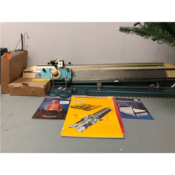 Antique BUSCH Double-bed Hand Knitters with instruction manual and design books