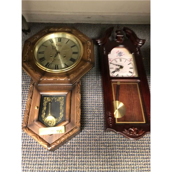 Group of two Pendulum Clocks ( mini grandfather)One is a Daniel Dakota Quartz - other is made by Ver
