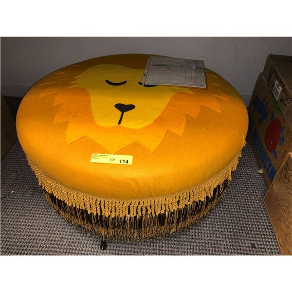 Vintage Lion Ottoman - 30in round x 15in tall - from Turner & Hooch