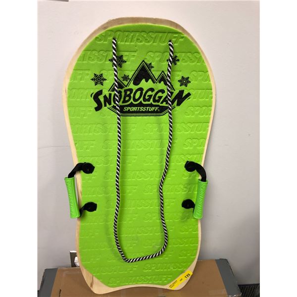 Neon Green Wood Snoboggan Sportsstuff with handles and pull cord