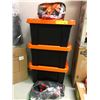Image 1 : Lot of 3 Black and Orange Storage Boxes with Bessey Straps